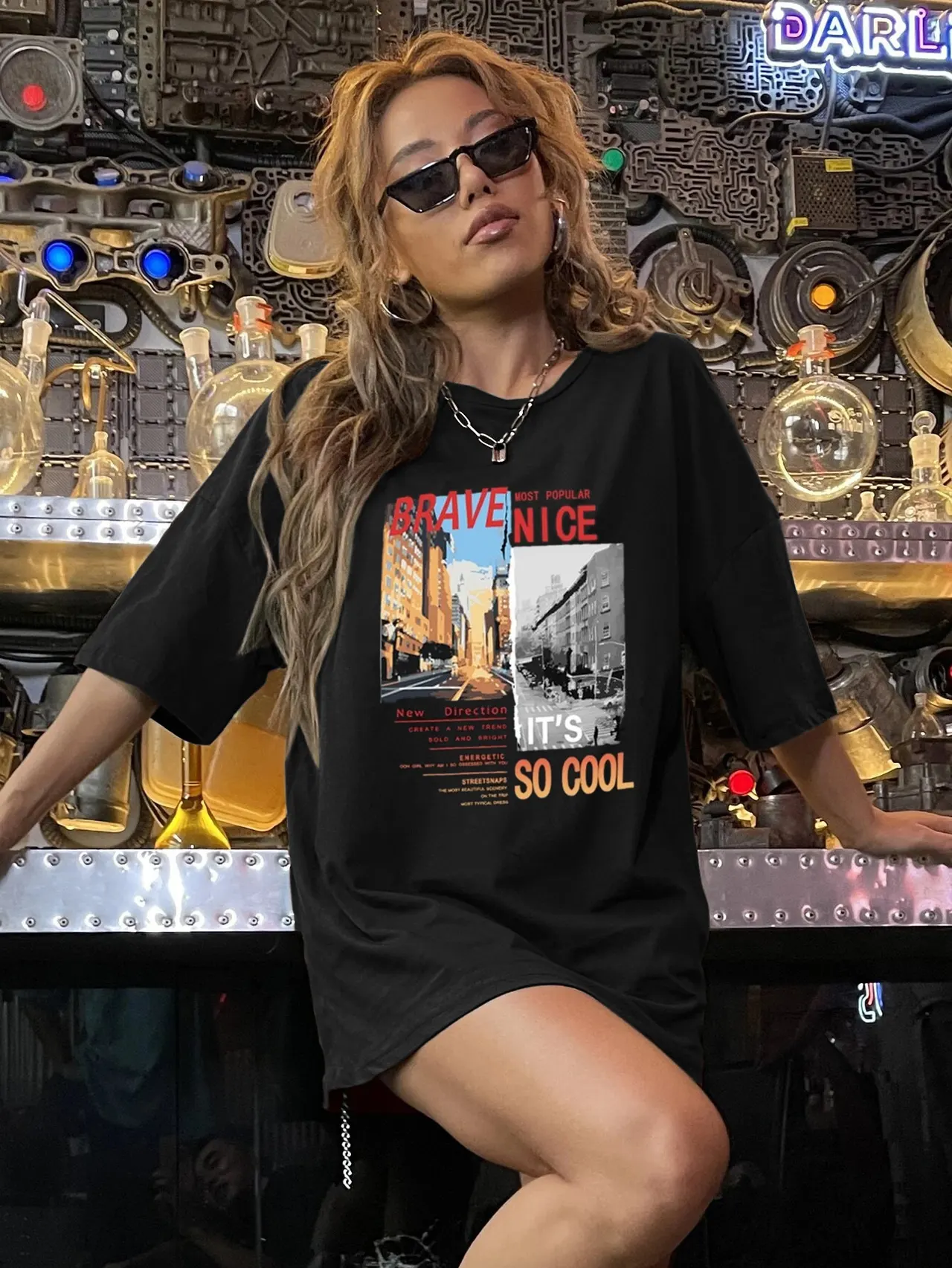 Casual Fashion Women's Round Neck Loose T-shirt - 0516 Style