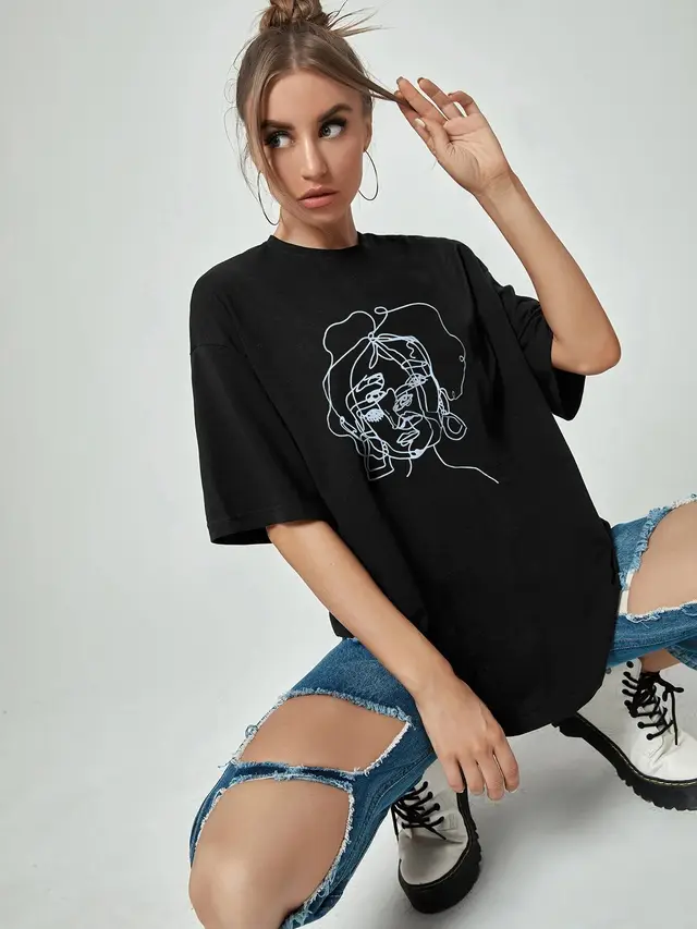 Casual Fashion Women's Round Neck Loose T shirt 0566 Style - Shop at LoveMi