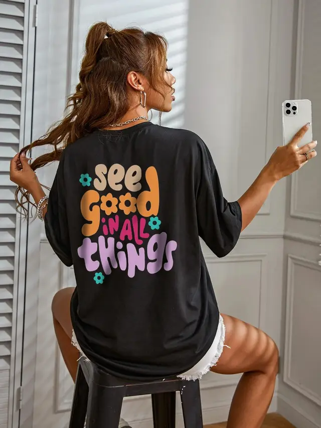 Casual Fashion Women's Round Neck Loose T shirt 606 Style - Shop at LoveMi