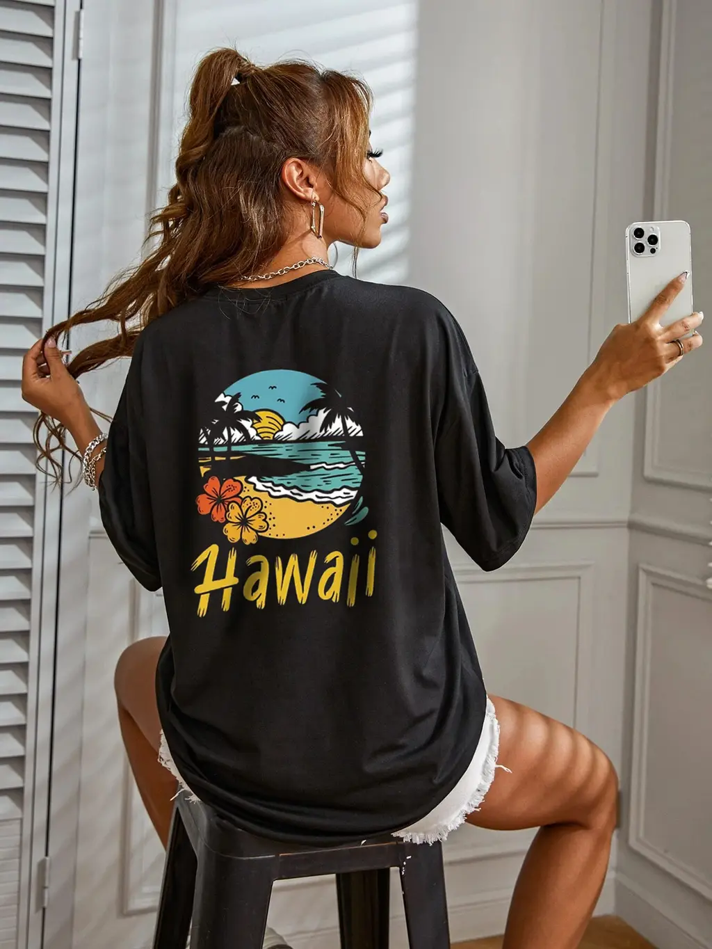 Casual Fashion Women's Round Neck Loose T-shirt - 610 Style