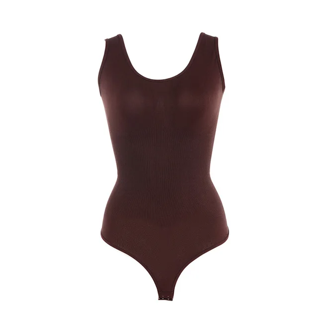 Plus Size Seamless One piece Corset Women's T shaped Belly Pants Brown - Shop at LoveMi