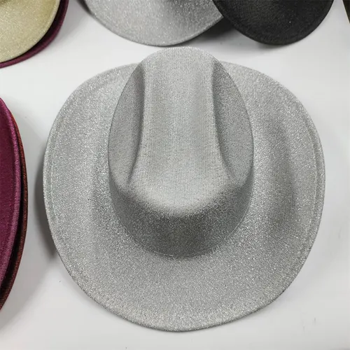 Glitter Western Denim Woolen Broad brimmed Hat 09Style - Shop at LoveMi
