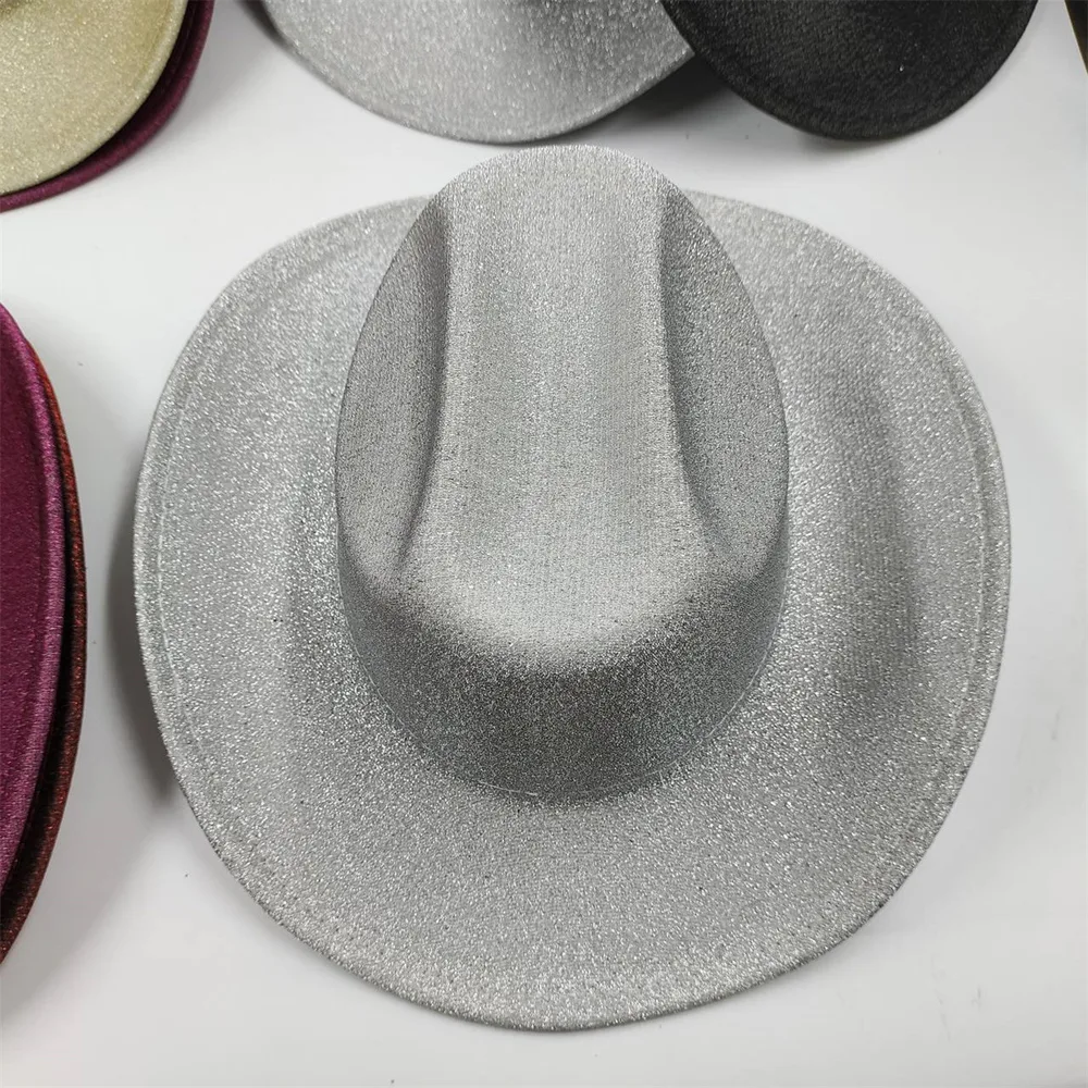 Glitter Western Denim Woolen Broad-brimmed Hat - 09Style