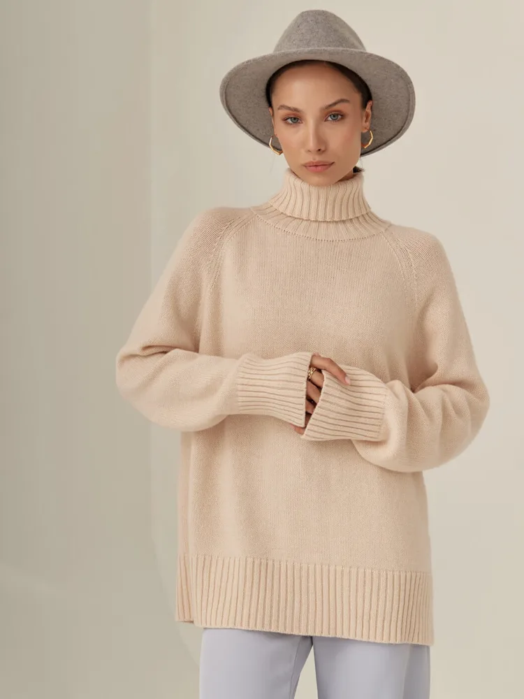 Women's Loose Casual And Comfortable Sweater Apricot - Shop at LoveMi