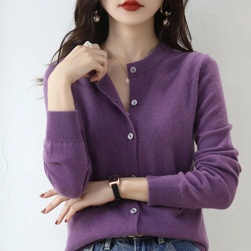 Women's Cardigan Sweater Coat Short Knitwear Lilac Purple - Shop at LoveMi