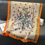 Silk Scarf Bright Butterfly Printed Silk Scarf Women's Thin Long Shawl - Orange Butterfly