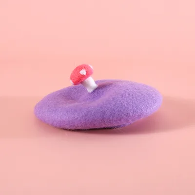 Pet Wool Cartoon Colored Bud Hat Mushroom Purple Beret - Shop at LoveMi