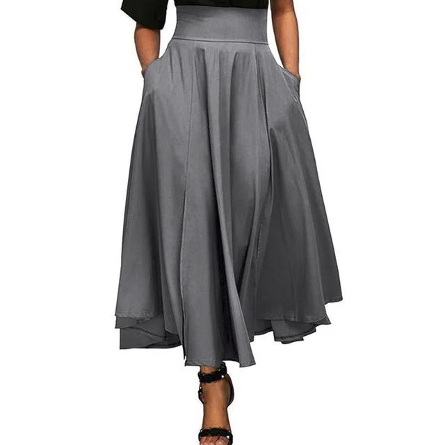 Multi Color Big Hem Skirt Versatile Gray - Shop at LoveMi