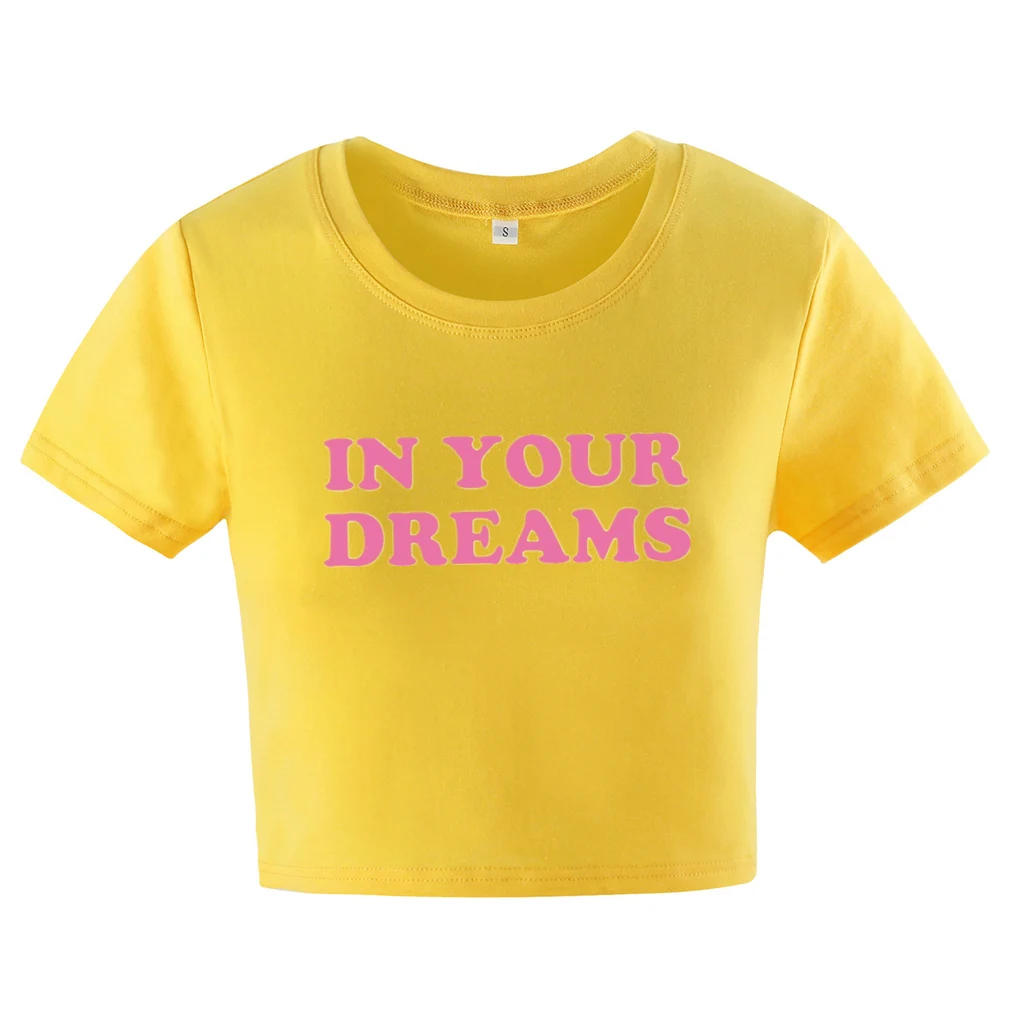 IN YOUR DREAMS Letter Printed Short Sleeve - Yellow