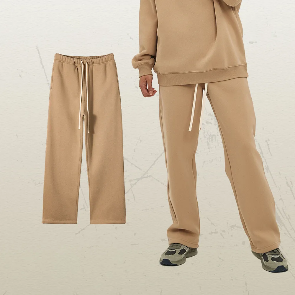 Women's Straight Velvet Solid Color Loose Sports And Leisure Trousers Apricot - Shop at LoveMi