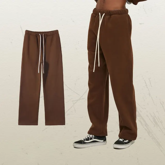 Women's Straight Velvet Solid Color Loose Sports And Leisure Trousers Coffee - Shop at LoveMi
