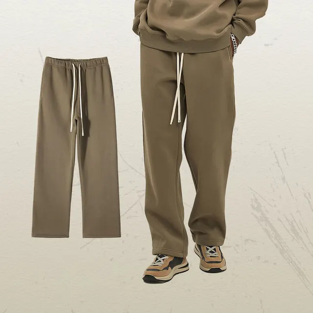 Women's Straight Velvet Solid Color Loose Sports And Leisure Trousers Gray Coffee - Shop at LoveMi