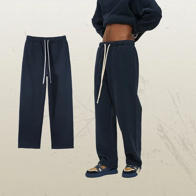 Women's Straight Velvet Solid Color Loose Sports And Leisure Trousers Navy Blue - Shop at LoveMi