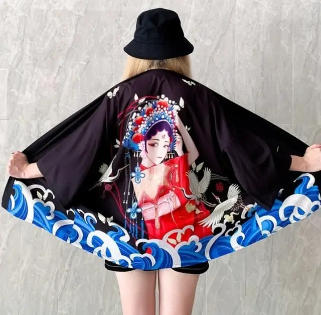 Summer Women Harajuku Digital Printing Kimono Cloak Coat Cardigan Kimono 20 - Shop at LoveMi