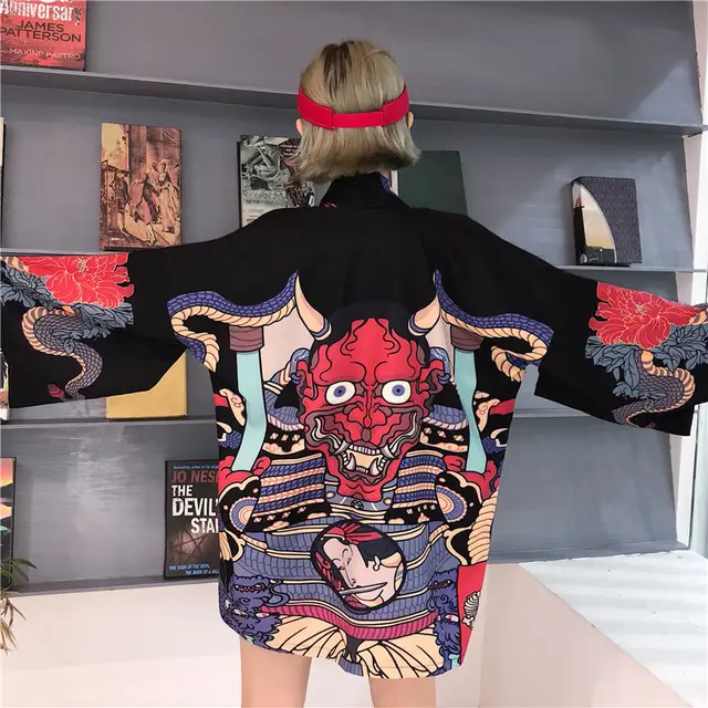 Summer Women Harajuku Digital Printing Kimono Cloak Coat Cardigan Kimono 5 - Shop at LoveMi