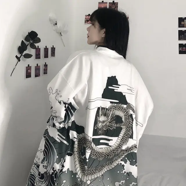 Summer Women Harajuku Digital Printing Kimono Cloak Coat Cardigan Kimono 7 - Shop at LoveMi