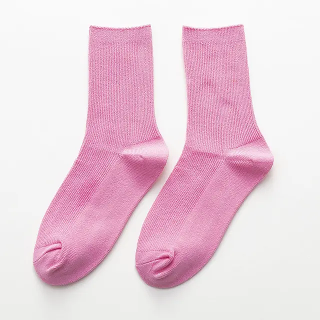 Summer Candy Color Solid Color Mid calf Length Socks Cherry Blossom Pink - Shop at LoveMi