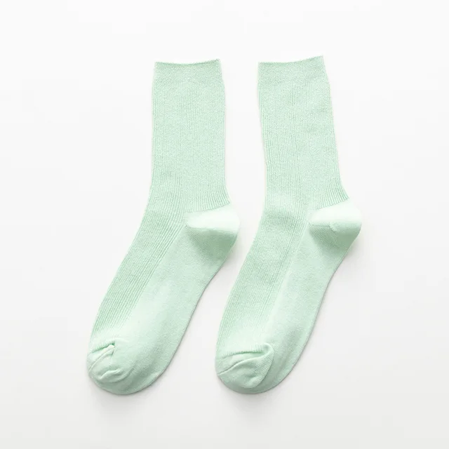 Summer Candy Color Solid Color Mid calf Length Socks Mint Blue - Shop at LoveMi