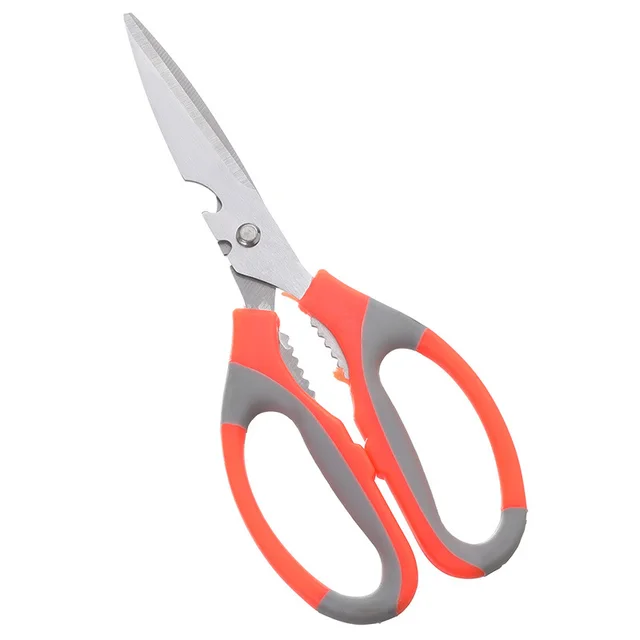Kitchen Multi function Bottle Opener Kitchen Auxiliary Scissors Orange Gray - Shop at LoveMi