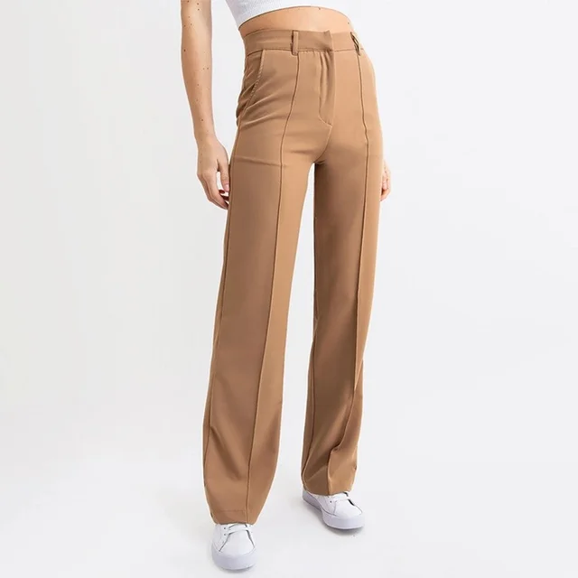 Solid Color Simple Fashion Commuter Business Casual Pants Bronze Regular - Shop at LoveMi