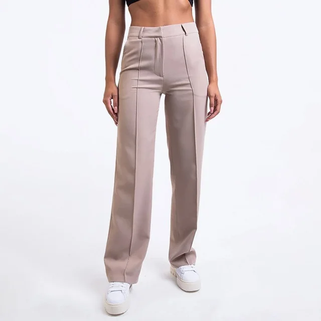 Solid Color Simple Fashion Commuter Business Casual Pants Light Purple Regular - Shop at LoveMi