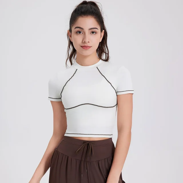Breathable Quick drying Exercise Top Women's Short sleeved T shirt Frost Snow White - Shop at LoveMi