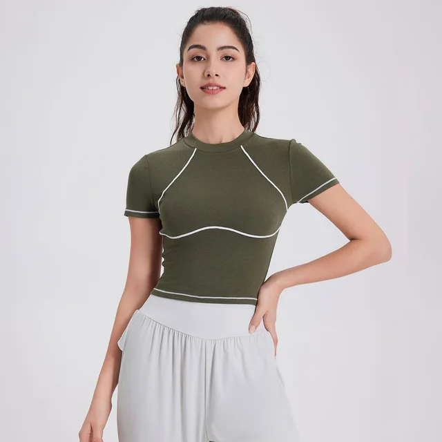 Breathable Quick drying Exercise Top Women's Short sleeved T shirt Smoke Cyan - Shop at LoveMi