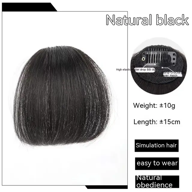 Natural Forehead Artificial Hair Straight Bangs Wig Set Seamless Invisible Wig Set Without Temples Natural Black - Shop at LoveMi