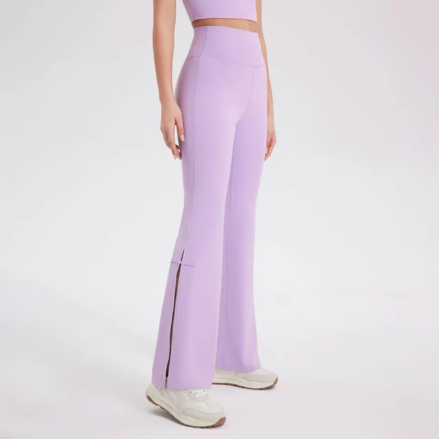 Peach High Waist Hip Lift Bell bottom Pants Sports Soft Mist Purple - Shop at LoveMi