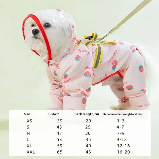 Summer Full Printed Polka Dot Bear Dog Poncho Pink Strawberry - Shop at LoveMi