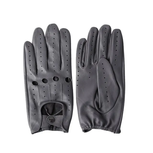 Breathable Single Layer Authentic Leather Sheepskin Fitness Gloves Gray - Shop at LoveMi