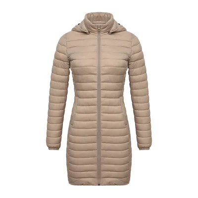 Women's Lightweight Mid length Slim fit Cotton padded Jacket Creamy White - Shop at LoveMi