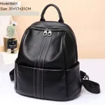 Soft Leather Versatile Casual Large Capacity Cowhide Travel Backpack - Black