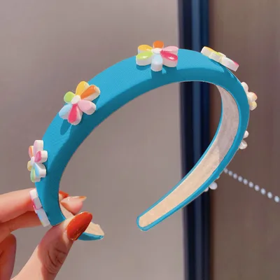 Small Flower Face Wash Makeup Hair Band Sky Blue - Shop at LoveMi