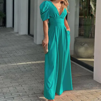 Fashion Elegant Plus Size Wide Legs Jumpsuit Green - Shop at LoveMi