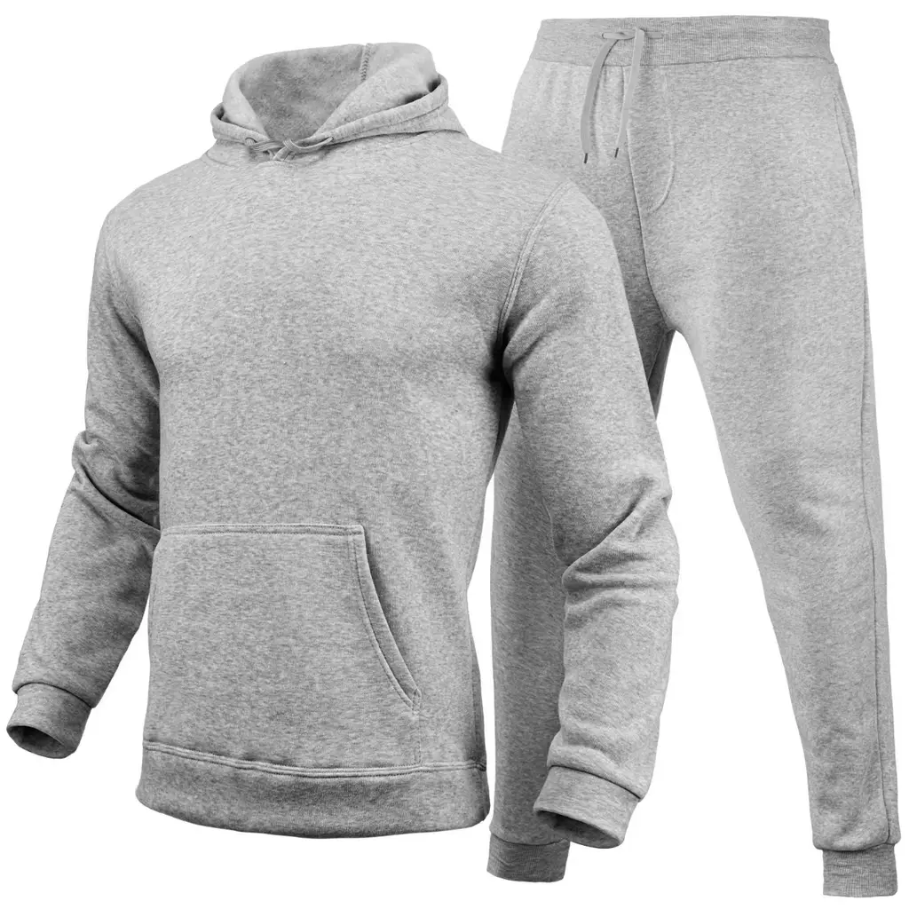 Women's Casual European Size Blank Solid Colour Set - Grey