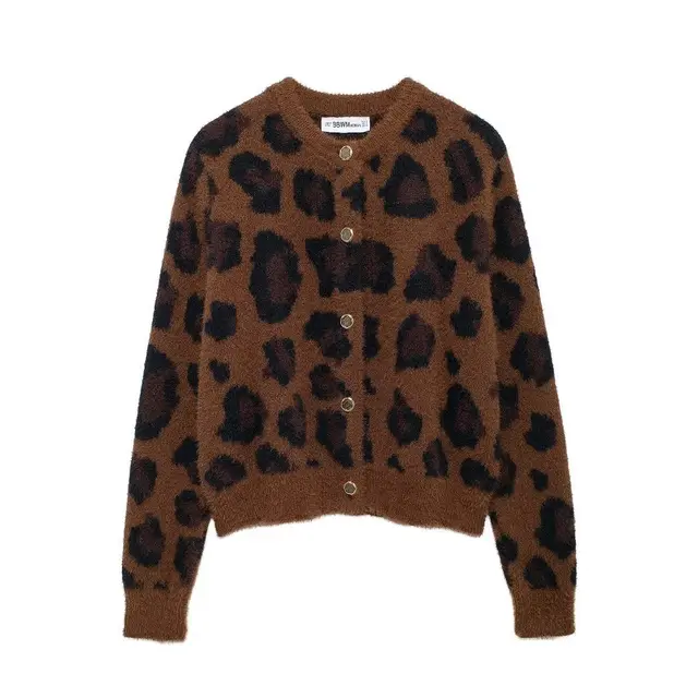 Style Vintage Leopard Print Sweater Coat Leopard Print 3 - Shop at LoveMi