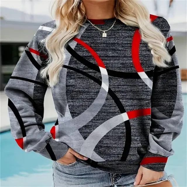 Round Neck Long Sleeve Casual Sweatshirt Loose Plus Size Print Zp Women'S Sweater 134 - Shop at LoveMi