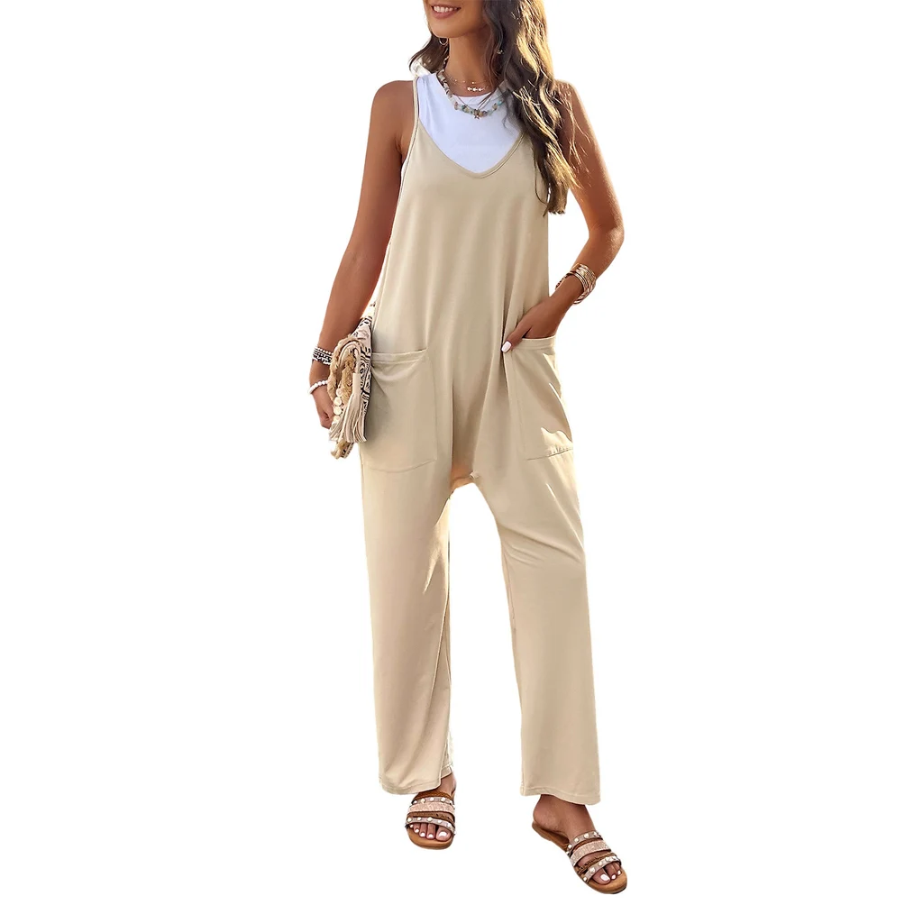 Women's Solid Color Slim Fit Bodysuit - Apricot