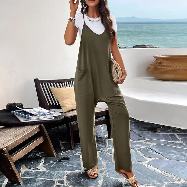 Women's Solid Color Slim Fit Bodysuit Army Green - Shop at LoveMi