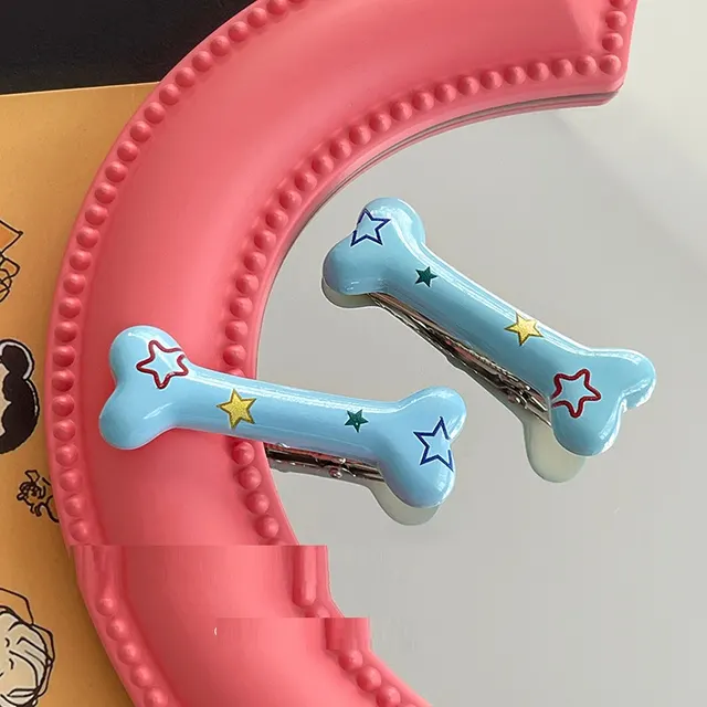 Bone Print XINGX Word Clip Side Bangs Duckbill Clip Female Blue A Pair - Shop at LoveMi