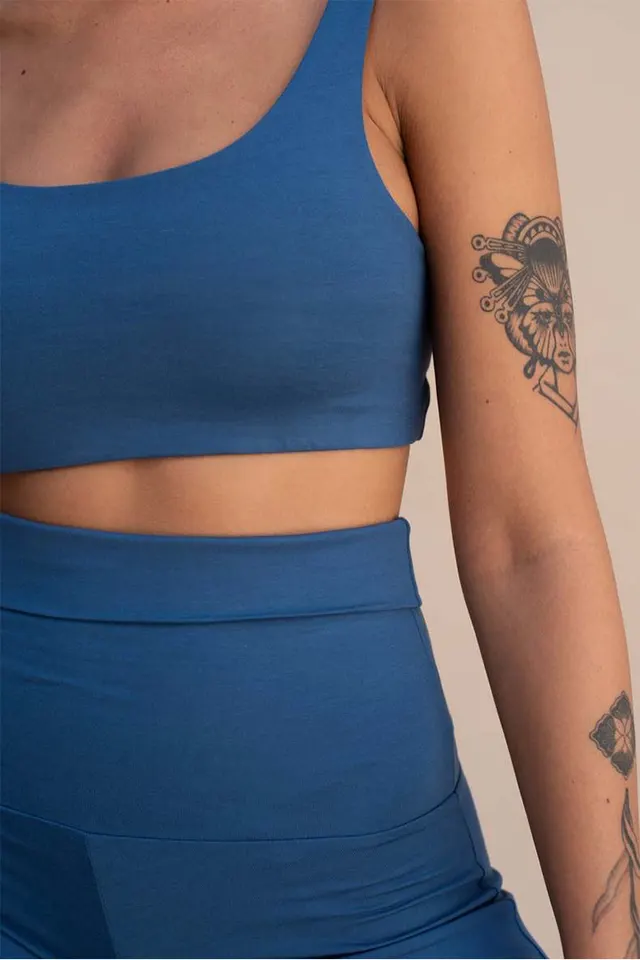 Yoga Suit Backless Spaghetti Straps Backless Bra Navy Blue - Shop at LoveMi