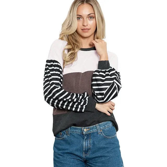 Striped Splicing Knitwear Women's Long Sleeve Lc25123051 Color - Shop at LoveMi