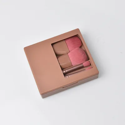 Travel Makeup Brush With Mirror Suit Soft Hair Bean Pink - Shop at LoveMi