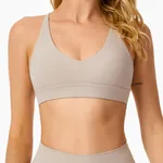 Brushed Back Yoga Clothes Running Shockproof Sports Bra - Linen-M