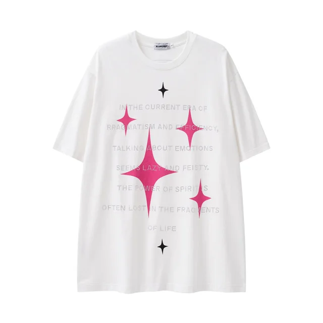 Loose XINGX Printed Letter Rhinestone Short Sleeve White - Shop at LoveMi