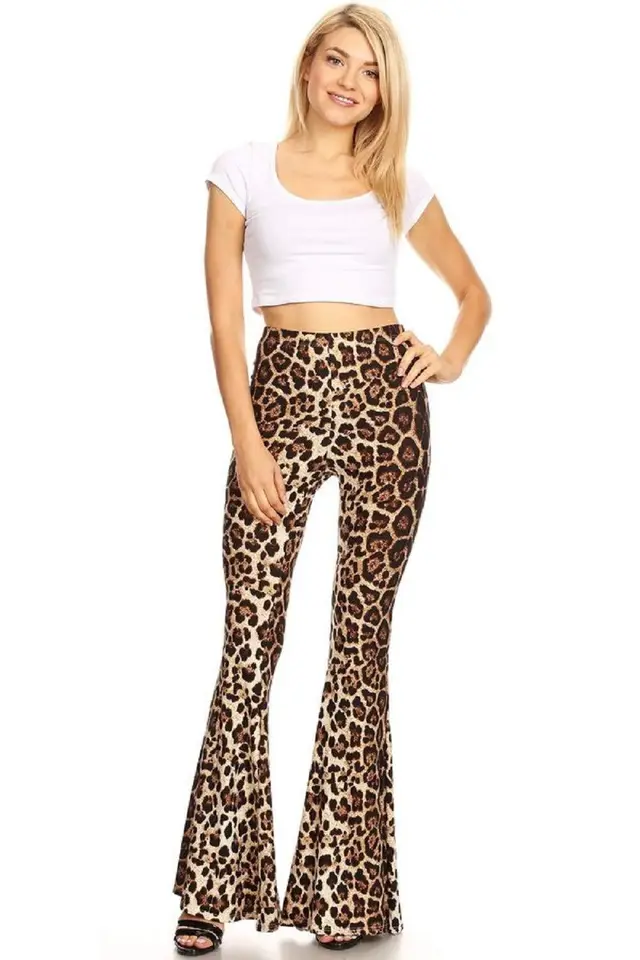 Women's Tight Retro Print Bootleg Pants Leopard Print - Shop at LoveMi
