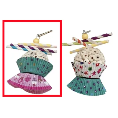 Parrot Toy Bird Edible Soft Ball Shredding Toy Relieving Boredom Chewing Bite Toy Red And Green Paper Cups - Shop at LoveMi