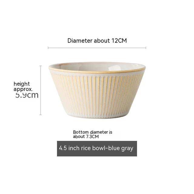 Minimalist Creative Household Ceramic Rice Bowl Rice Bowl Blue Gray - Shop at LoveMi