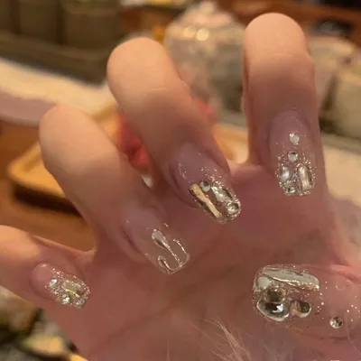 Wear Tip Three dimensional Water Drop Handmade Nail Sticker Water Drop With Diamond 2 - Shop at LoveMi